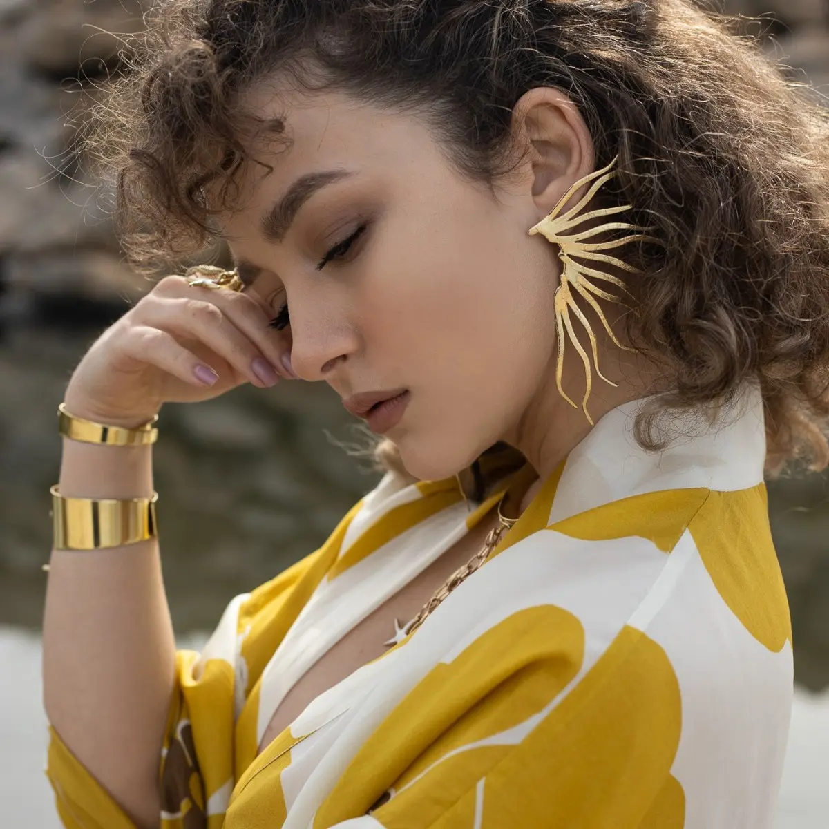 Cranny Handmade Brass Earrings | Kalliope Jewelry - Image 5